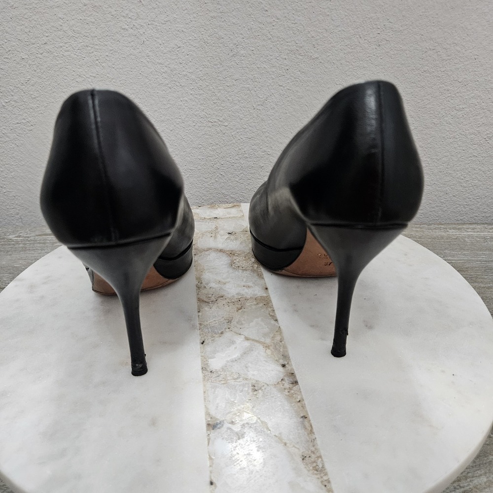 Gucci Black Leather Platform Pumps Heels Sz 37 US 7 - Picture 4 of 14